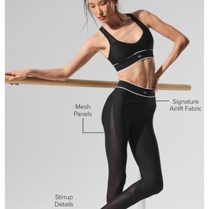 NWT ALO Airlift Mesh High Waist Darling Stirrup Legging black size XXS